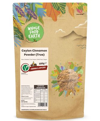 Wholefood Earth - Ceylon Cinnamon Powder (True) 500g - Raw - GMO Free - True Ceylon - Srilanka