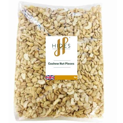Hides Fine Foods - Cashew Nut Pieces 1kg - GMO - Free - Suitable for Vegetarians - Cooking - Salads - Snacking - Desserts - Cakes - Cookies - Breakfast
