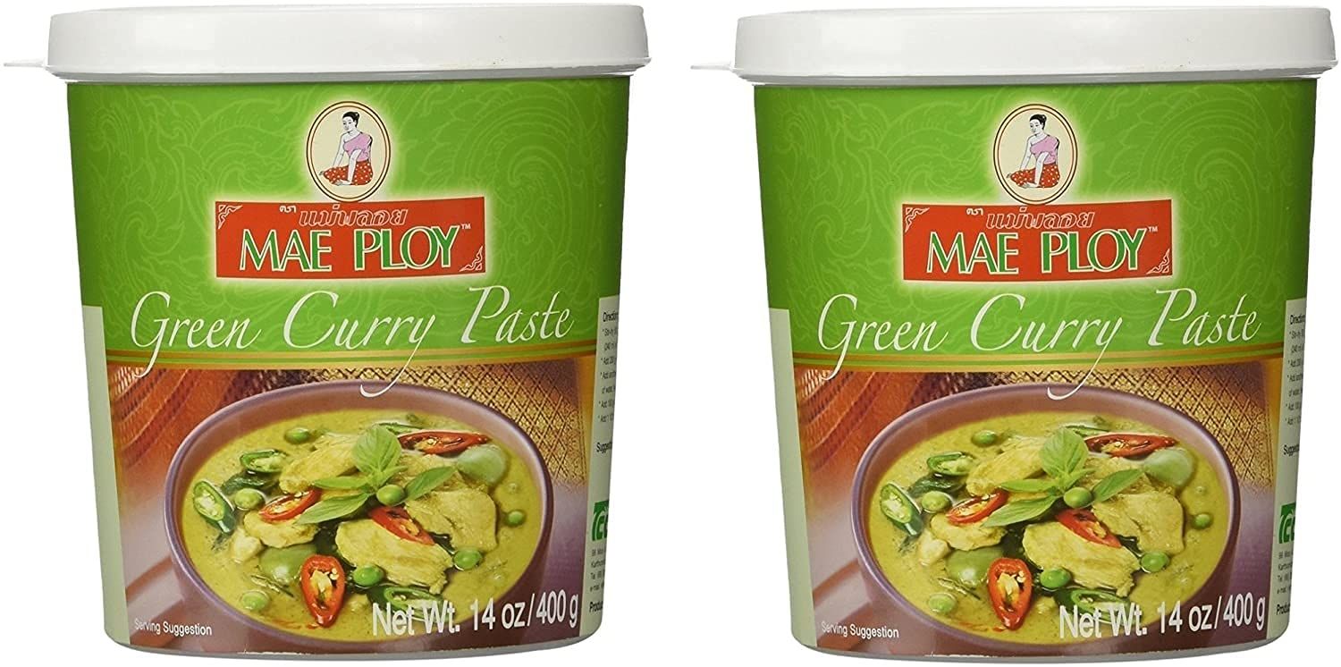 Mae Ploy Thai Green Curry Paste YrmhNa, 2 Pack (14 oz jar)