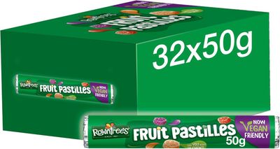 Rowntrees Fruit Pastilles Vegan Sweets Tubes 50g x 32 Rolls Pmp (32 Rolls (1 Case))