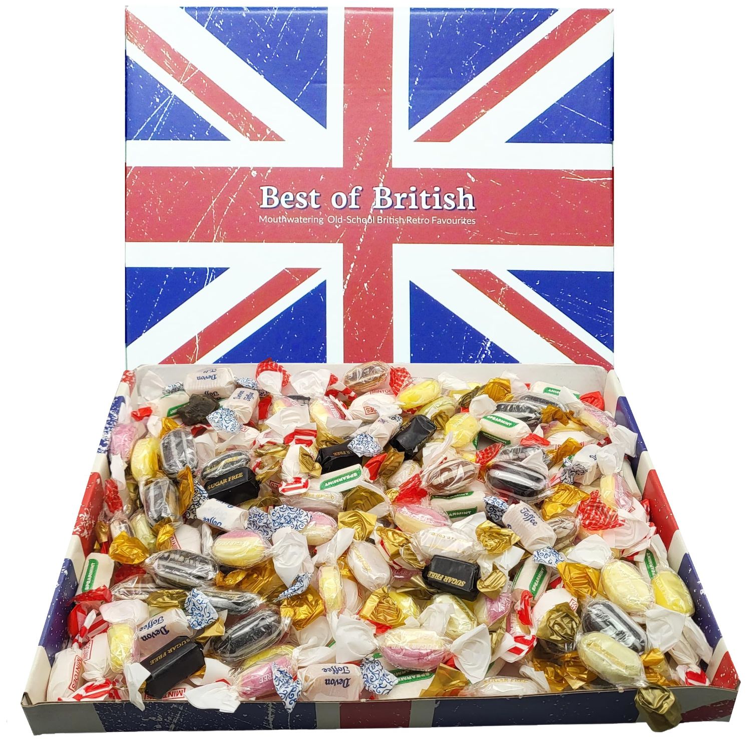 Sugar-Free Sweets Gift Box To Share: Old Fashioned Pick &amp; Mix Sweet Hamper Selection Christmas Stocking Filler, Secret Santa &amp; Birthday Gifts For Men, Women &amp; Kids