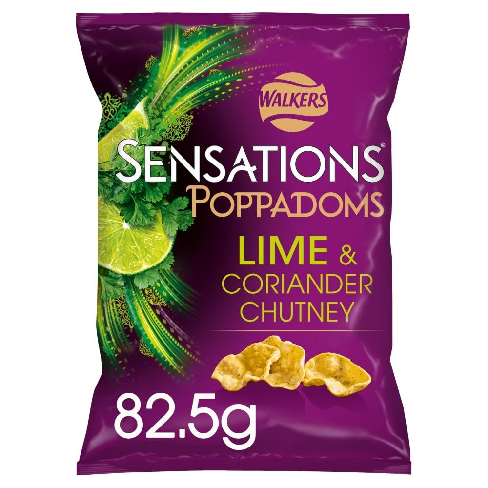 Walkers Sensations Lime &amp; Coriander Chutney Sharing Poppadoms 82.5g