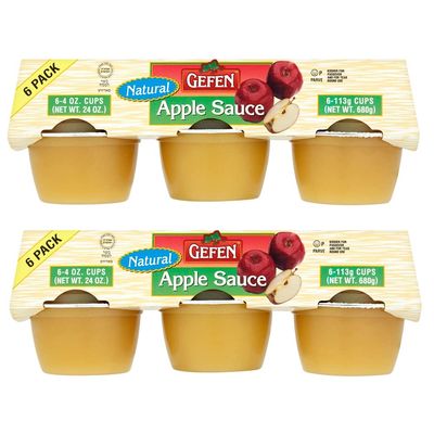 Gefen Natural Unsweetened Apple Sauce Mini Cups, No Sugar Added 12 x 113g (2 Packs of 6)