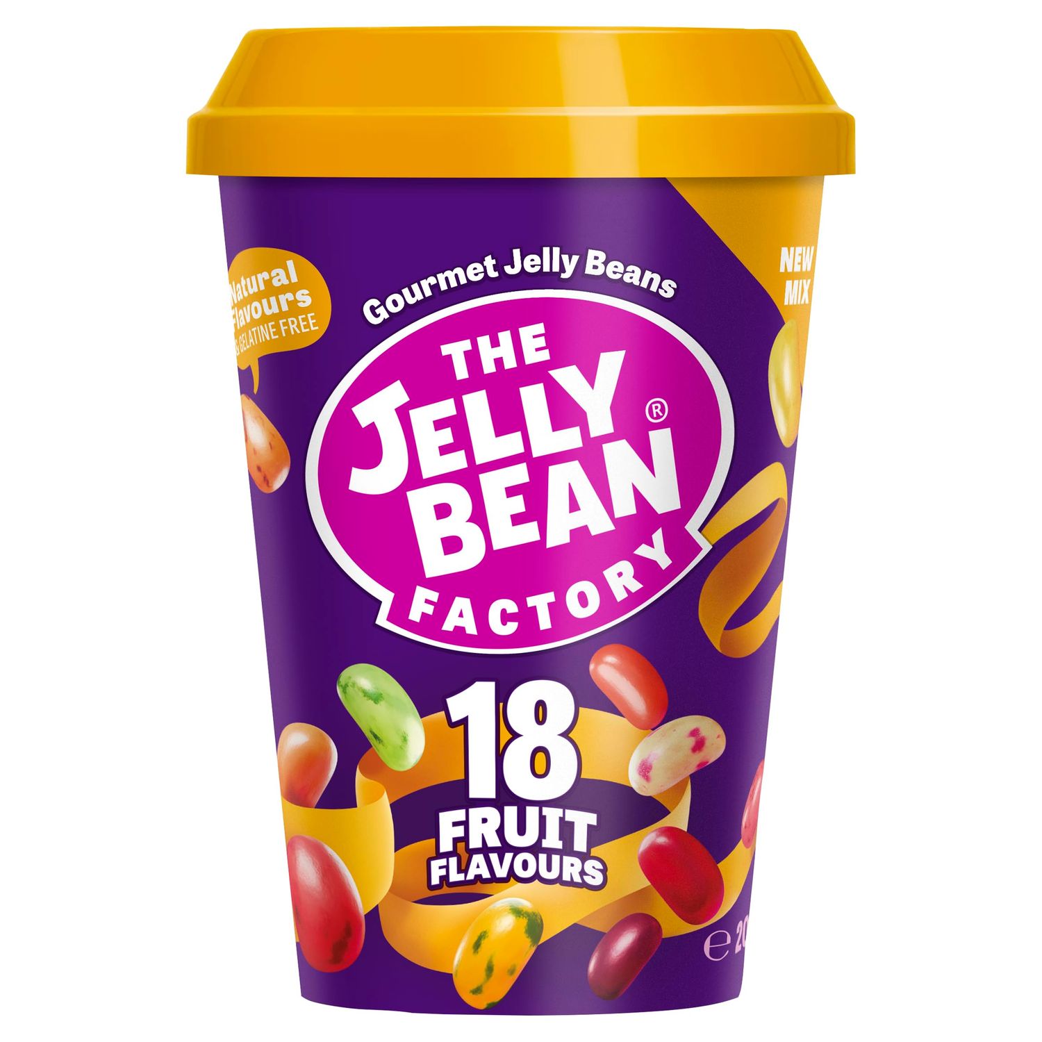 Jelly Bean Factory Fruit Flavours Cup 18 Fruit Flavour Mix Gluten and Gelatine free Sharing candy (1 x 200g)