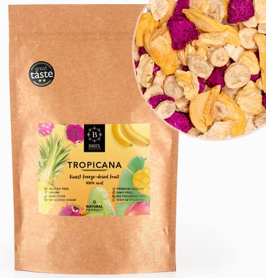 BRIX Freeze Dried Tropicana Fruit 100% Natural Dried Tropical Fruit Mixture 140g Great Taste Award Dried Fruit Non-GMO, Gluten Free, Vegan &amp; Vitamins Retained