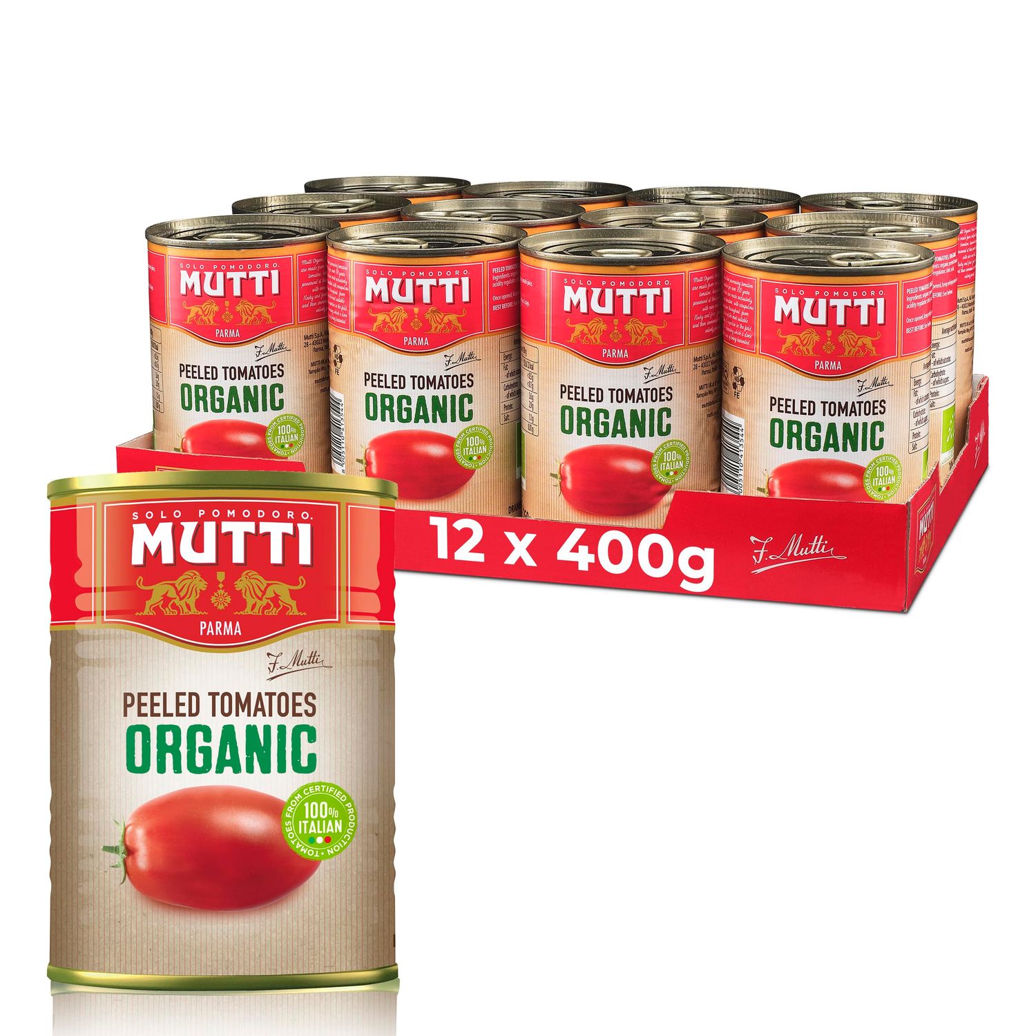 Mutti Organic Peeled Tomatoes 400g (Pack of 12)
