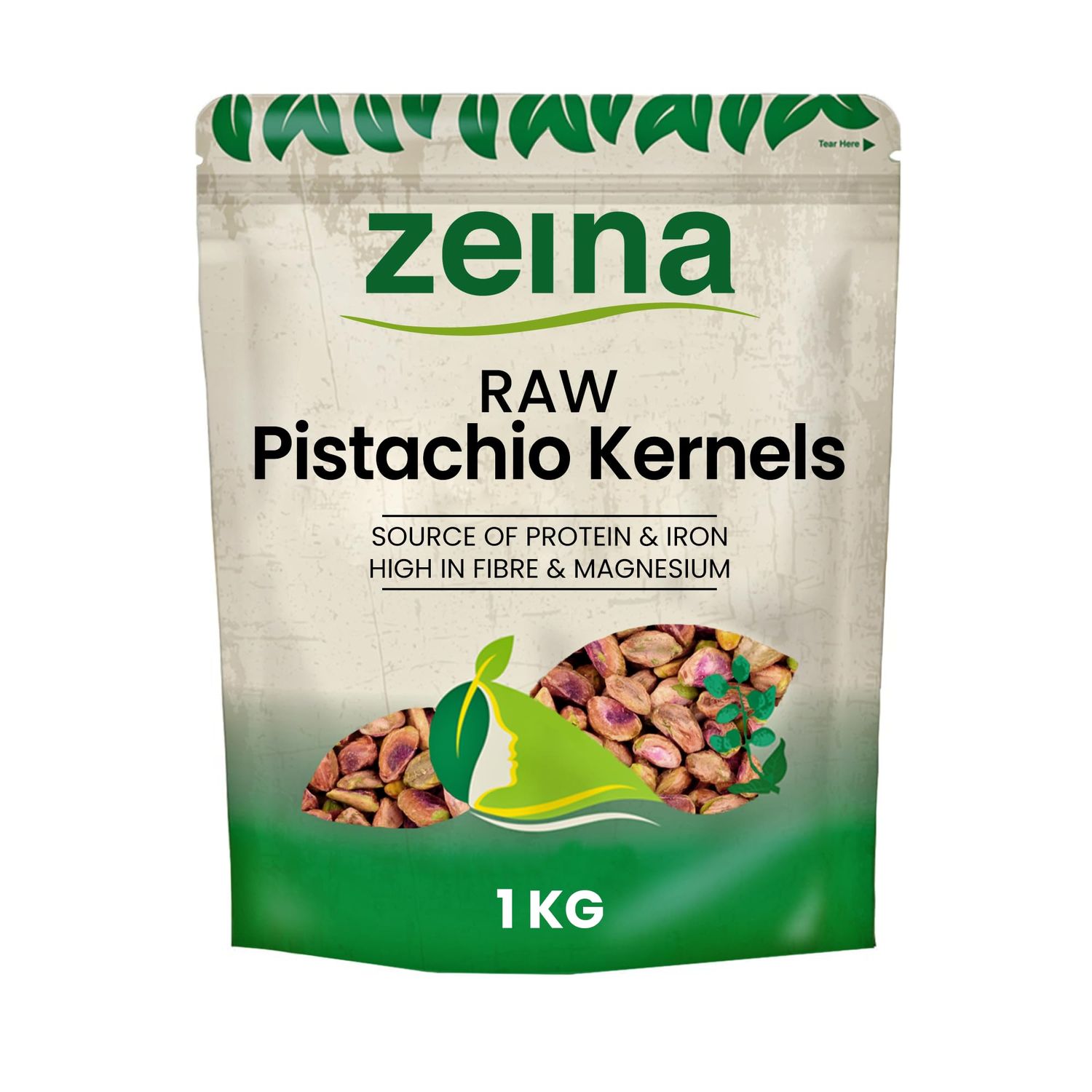 Zeina Whole Pistachio Kernels (1Kg) - Premium Raw Pistachio Nuts for Snacking, Baking &amp; Cooking, Vegan, High in Fiber, Minerals &amp; Vitamin E