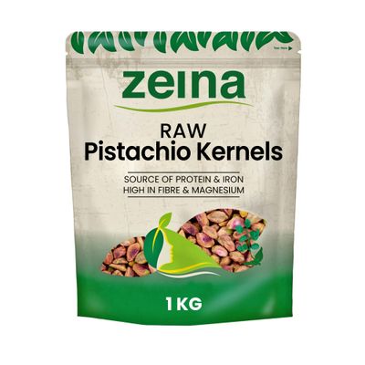 Zeina Whole Pistachio Kernels (1Kg) - Premium Raw Pistachio Nuts for Snacking, Baking &amp; Cooking, Vegan, High in Fiber, Minerals &amp; Vitamin E