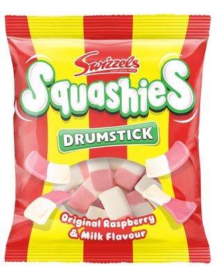 Swizzels Squashies Sweets, Drumstick Squashies Original Sweets - Raspberry and Milk Flavour- Single Pack 140g