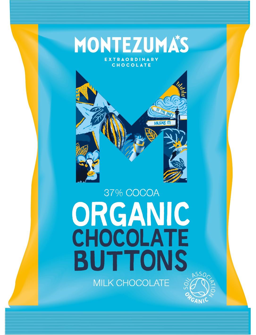 Montezuma's 37% Cocoa, Organic Milk Chocolate Buttons, Gluten Free, 120g Bag