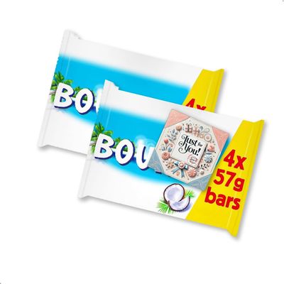 Chocolate Multipack - 8x Coconut & Milk Chocolate Snack Bars (2 Packs of 4x 57g), Tropical Snack, Sharing, Treat for Coconut Lovers, Suitable for Vegetarians, Includes Greeting Card