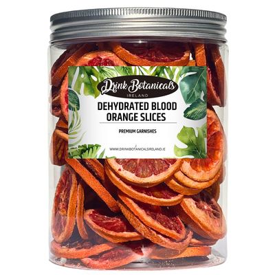 Drink Botanicals Ireland Dried Blood Orange Slices Wheels 50+ Slices 100% Natural For Cocktail Garnishing, Wreath, Cakes, Snacking, Infusions, Desserts 150 Grams, 5.29 oz PET Recyclable Jar