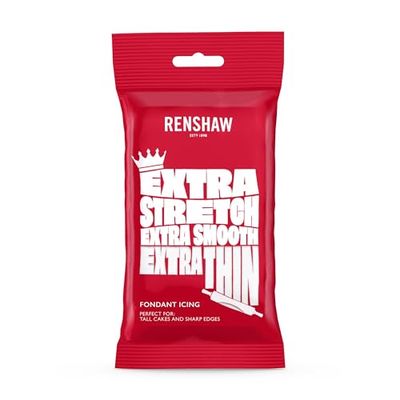 Renshaw White Extra Stretch, Smooth &amp; Thin Fondant Icing, 250 g (Pack of 1) - Ready to Roll Icing for Cakes