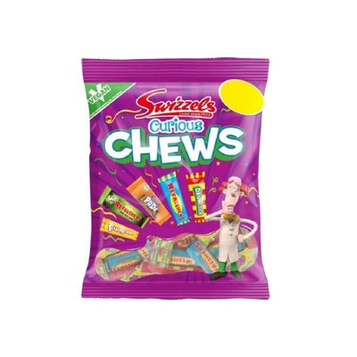 Swizzels CURIOUS CHEWS PMP 135g - Mixed Swizzels Sweets with Drumstick, Refreshers, Sour Apple Chews & Fudg-Eee - Vegan Sweets for Sharing, Parties and Treating