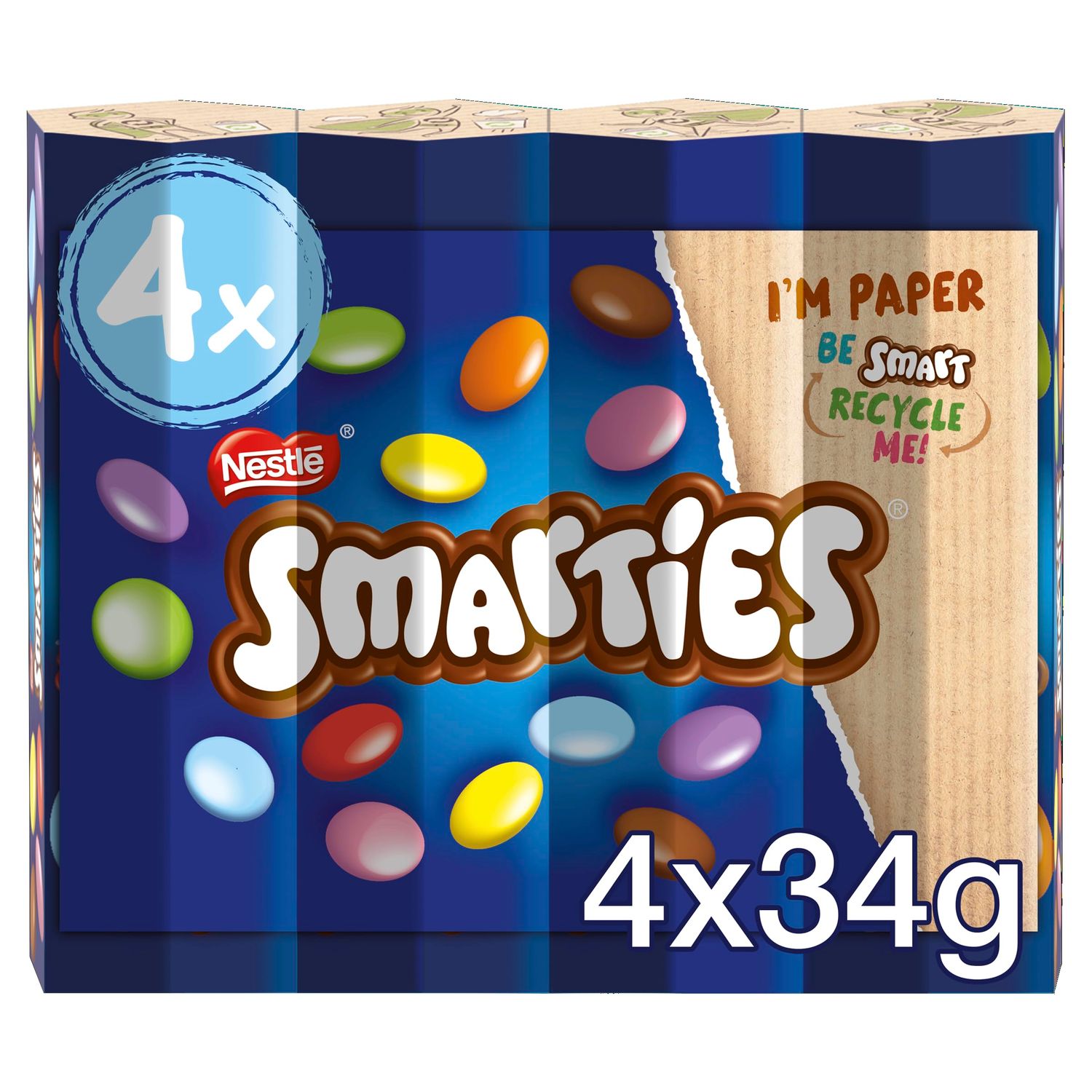 Smarties Milk Chocolate Sweets Tube Multipack 4 x 38g Colourful Candy-Coated Chocolate in Iconic Tubes Fun Treat for All Ages