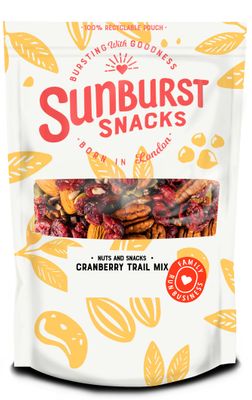 Sunburst Snacks Cranberry &amp; Nut Trail Mix, High Fibre Blend Including Pumpkin &amp; Sunflower Seeds, Resealable &amp; Recyclable Pouch, 500G
