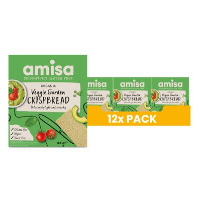 Amisa Organic Veggie Garden Crispbread, 100g - Gluten Free &amp; Vegan Friendly - The Perfect Healthy Snack