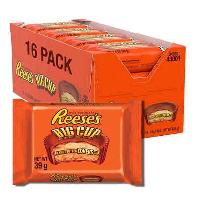 Reese s Peanut Butter Big Cup, Milk Chocolate Flavour Cups, Pack of 16 x 39 g