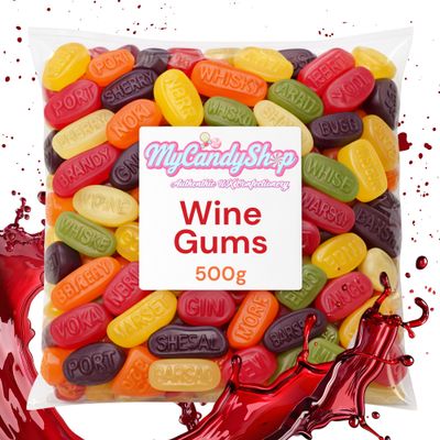 MyCandyShop Wine Gums 500g - Traditional British Retro Sweets Classic Chewy Fruit Flavoured bulk sweets - Good for Wine Gums Gift Set - Made in UK