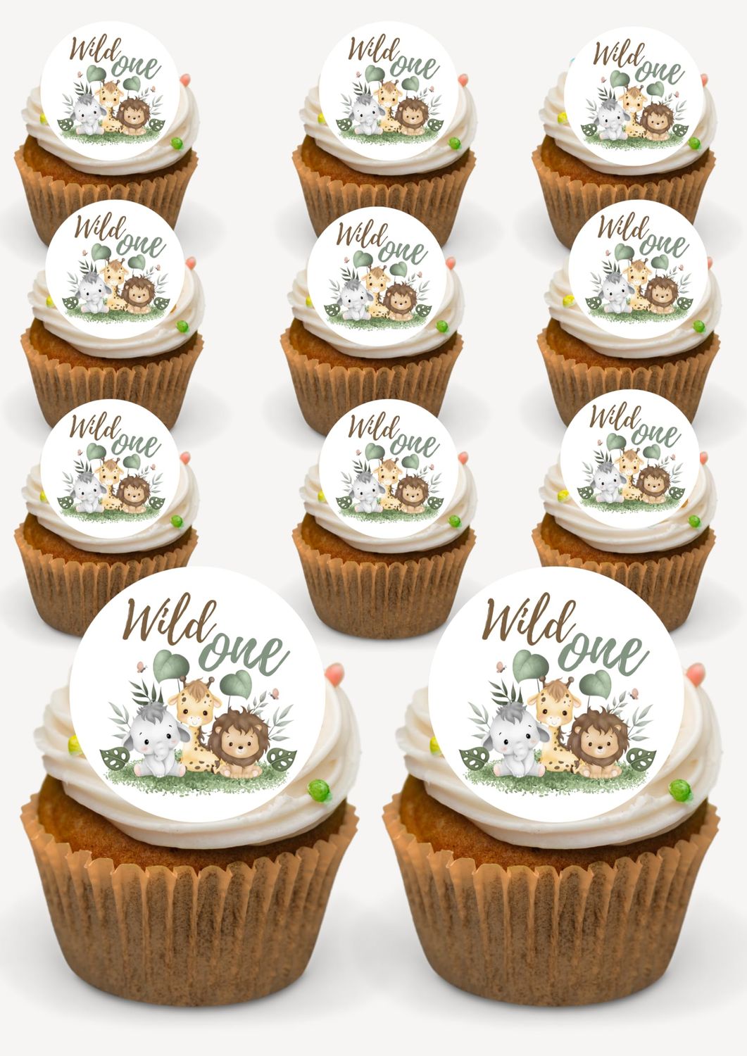 Wild One Cupcake Toppers Jungle Animal One Cupcake Picks 1st Birthday Baby Shower Cake Decorations Jungle Safari Theme Kids Birthday Party Supplies Decorations 24 Pcs per pack Precut
