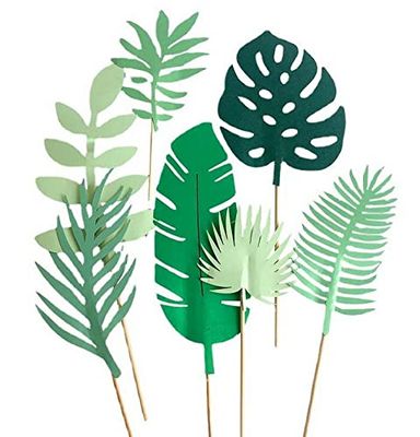 DBOO 7 Tropical Leaves Cake Topper - Palm Leaf &amp; Greenery Designs for Wedding Cakes