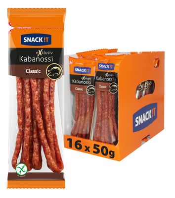 Tarczy ski Snack It - Exclusive Pork Kabanos Sausage 50g (Pack of 16) - Meat Snack On The Go - Multipack