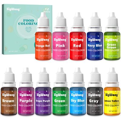 Food Colouring - 12 Color Concentrated Liquid Food Colouring Set - neon Liquid Food Color Dye for Baking, Decorating, Icing, Cooking DIY Crafts - 10ml Bottles
