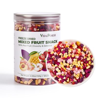 Freeze Dried Mixed Fruit Snacks - 4.23oz(120g) Crunchy Dried Fruit Mix with Strawberry, Dragon Fruit, Purple Sweet Potato, Mango, Peach, & Apple, Natural Healthy Dehydrated Fruits Snacks