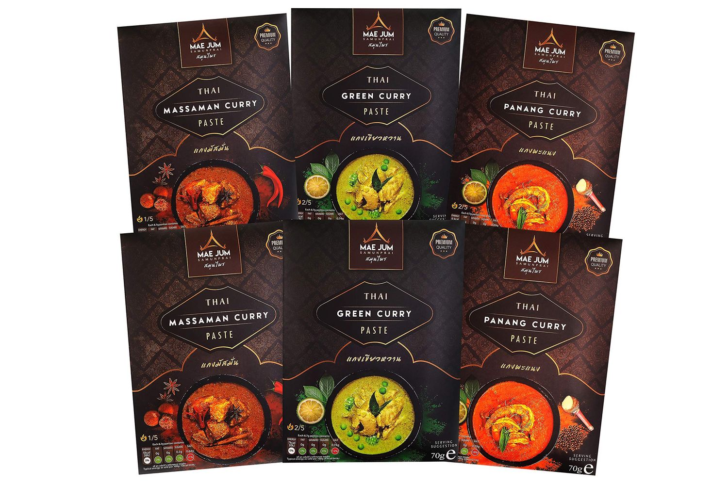 Cool Bundle Traditional Thai Curry Paste by Mae Jum (6 packs x 70g) All Great Taste Award 2020 Winners