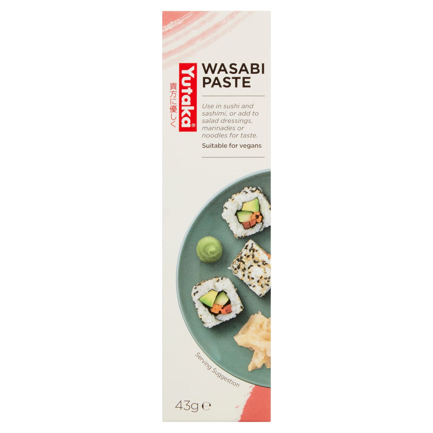 Yutaka Wasabi Paste 43g Authentic Japanese Flavour Spicy &amp; Pungent Vegan-Friendly Condiment for Sushi, Sashimi, Noodles, Dressings, Sauces &amp; Marinades