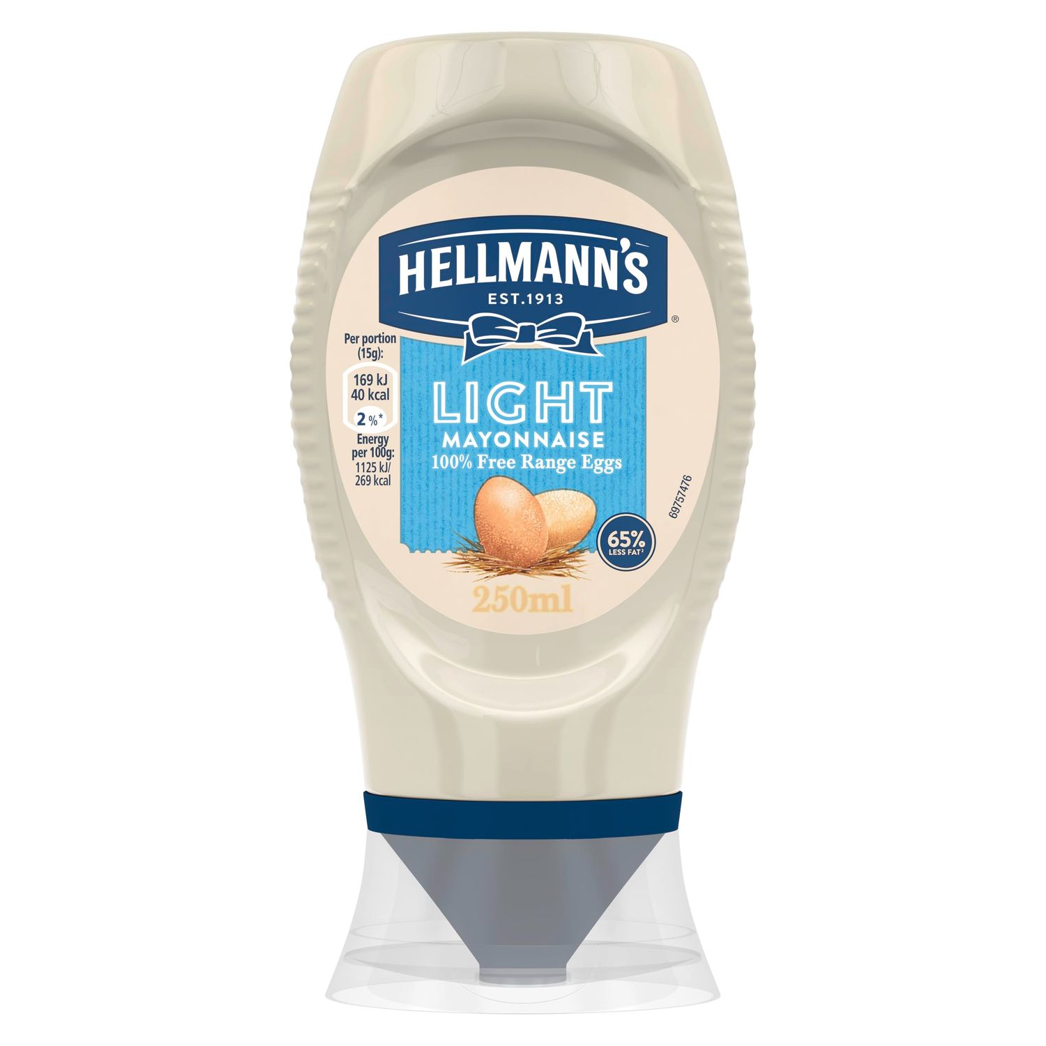 Hellmann's Light Light Mayonnaise made with free-range eggs light mayo for sandwiches, wraps and salads 250 ml