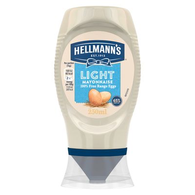 Hellmann's Light Light Mayonnaise made with free-range eggs light mayo for sandwiches, wraps and salads 250 ml