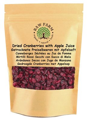 Raw Farm - Dried Cranberries Sweetened with Apple Juice, No added Sugar 1 kg