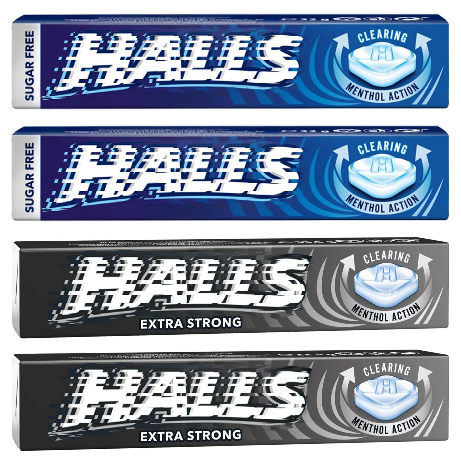 Menthol Lozenges Multipack - Pack of 4 (2 Sugar Free Original + 2 Extra Strong) - Refreshing Menthol Cough Drops for Sore Throat, Dry Mouth &amp; Breath Freshening