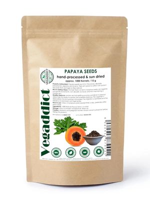 100% Natural Sun Dried Papaya Seeds High Papain & Carpain Content No Additives Vegan Laboratory Tested Gluten & Lactose Free Ethycally sourced 15g (approx 1000 seeds)