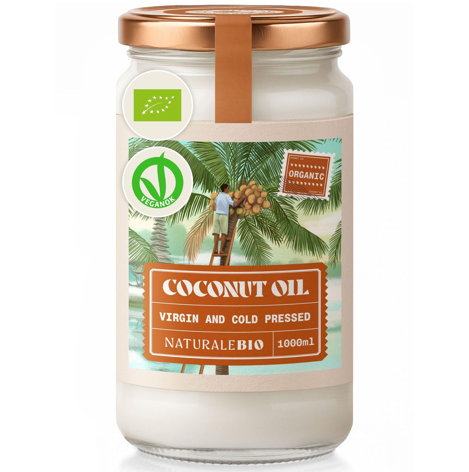 NaturaleBio Organic Premium Coconut Oil 1 Litre. Raw Cold Pressed. Virgin Bio and Natural. Native Unrefined Pure (1000ml). Country of Origin Sri Lanka.