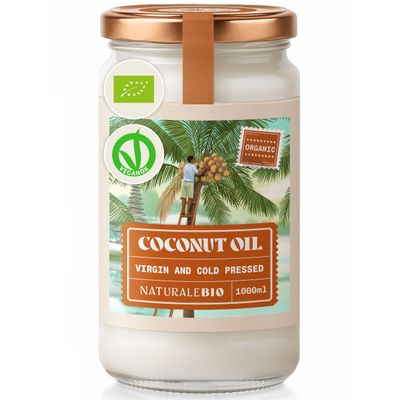 NaturaleBio Organic Premium Coconut Oil 1 Litre. Raw Cold Pressed. Virgin Bio and Natural. Native Unrefined Pure (1000ml). Country of Origin Sri Lanka.