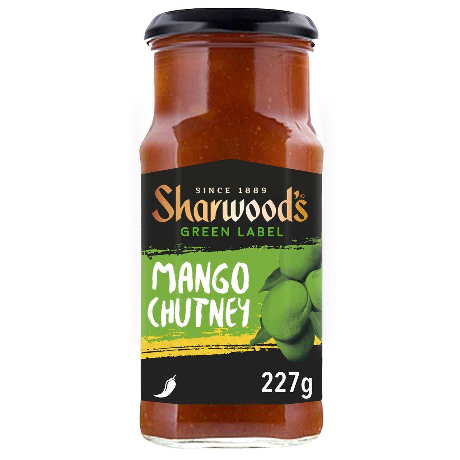 Sharwood's Indian Green Label Mango Chutney - Sweet &amp; Tangy Indian Condiment, 227 g Jar (Pack of 1)