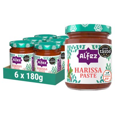 Al Fez Harissa Paste 180g x 6 Multipack - Authentic North African Chilli Paste with Garlic & Spices - Bold Heat & Rich Flavour for Cooking, Seasoning & Everyday Meals