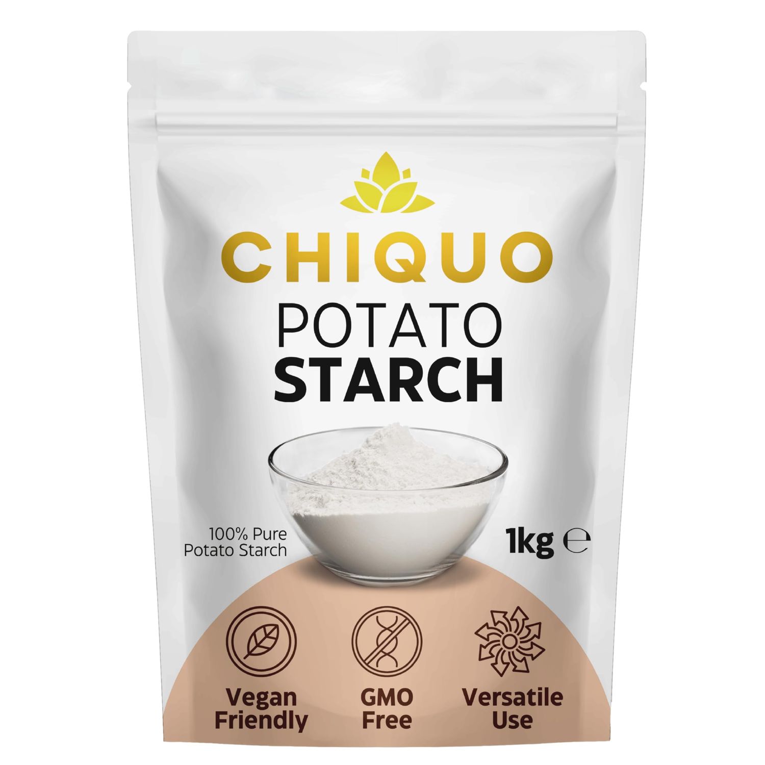 Chiquo Potato Starch - 1kg Premium Quality Thickening Agent for Sauces, Soups, and Baking Resealable Pack