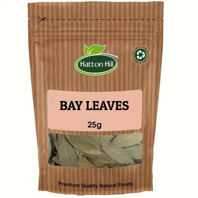 Bay Leaves 25g by Hatton Hill Dried, Laurel Leaf, Aromatic &amp; Flavourful Whole Leaves for Cooking, Herbal Tea and More