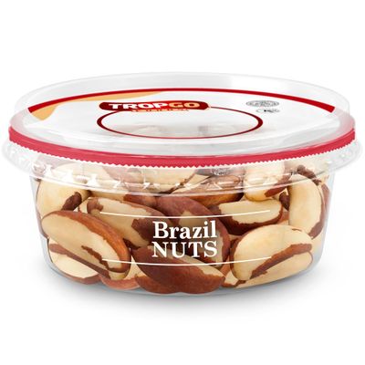Tropgo Raw Brazil Nuts - Protein Rich Nuts Snack in a Resealable and Recyclable Tub - Unsalted Brazil Halves with Fibre, Protein and Essential Minerals - Ideal Whole Food Snack for All Ages (100G)