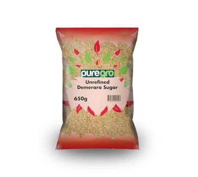 Puregro Demerara Sugar Premium Golden Cane Sugar Perfect for Baking & Beverages For Everyday Use Crystals For Tea, Coffee & Desserts Rich, Golden Brown Sugar Weight 650g Pack of 1