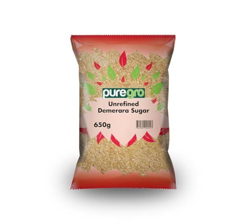 Puregro Demerara Sugar Premium Golden Cane Sugar Perfect for Baking &amp; Beverages For Everyday Use Crystals For Tea, Coffee &amp; Desserts Rich, Golden Brown Sugar Weight 650g Pack of 1