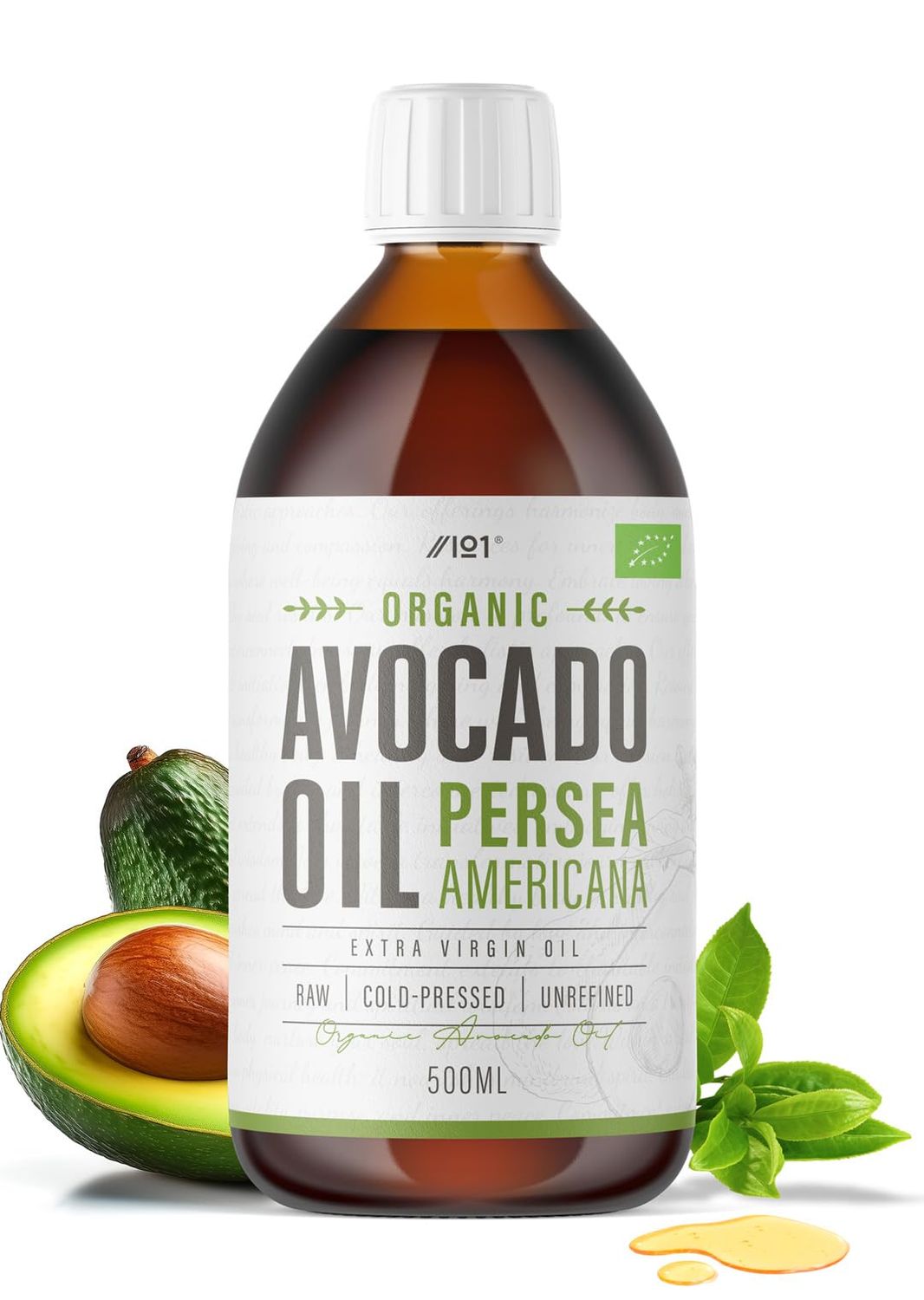 Organic Avocado Oil 500ml - Extra Virgin &amp; Cold Pressed Premium Avocado Oil - Sustainably Sourced - for Keto, Paleo &amp; Vegan Diets - By Alpha01