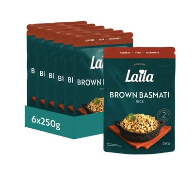 Laila Brown Basmati Microwave Rice, 250g (Pack of 6)