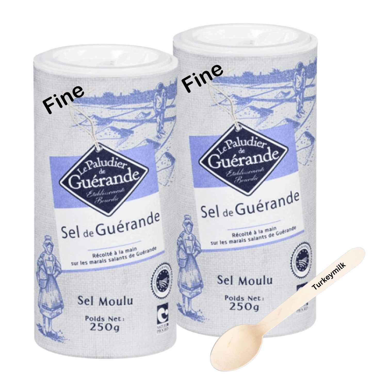 Celtic Sea Saalt Bundle Including 2 Fine La Paludier Sel de Guerande Salt Shakers of 250g Each