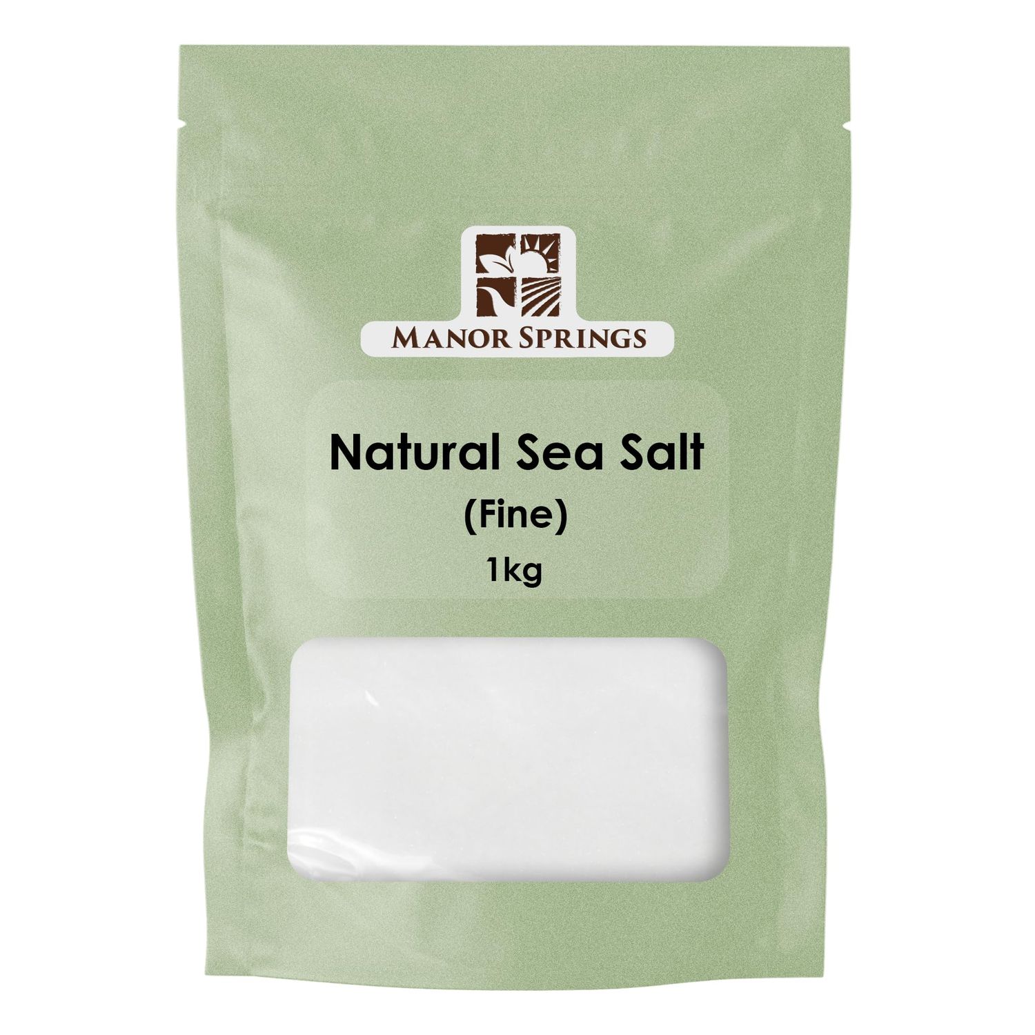Natural Sea Salt (Fine) 1kg - Unrefined, Pure, No Additives, No Anti-Caking Agents - Ideal for Cooking &amp; Seasoning by Manor Springs