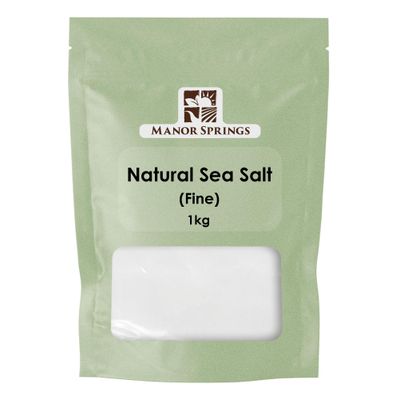Natural Sea Salt (Fine) 1kg - Unrefined, Pure, No Additives, No Anti-Caking Agents - Ideal for Cooking &amp; Seasoning by Manor Springs
