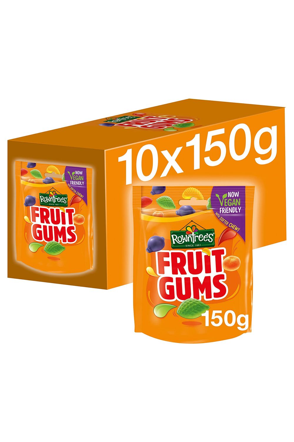 Rowntree's Fruit Gums Sweets Sharing Bags, Vegan Friendly, 10 x 150 g